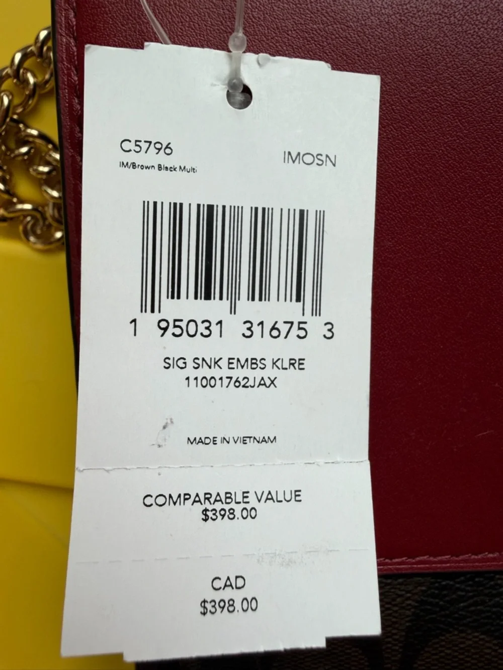 NWT Coach Red Leather Crossbody with Burgundy Snake-Print Accent & Gold Hardware - Picture 3 of 10